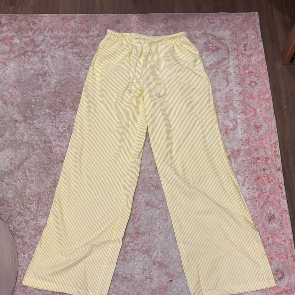 SHEIN Yellow Striped Wide Leg Pants